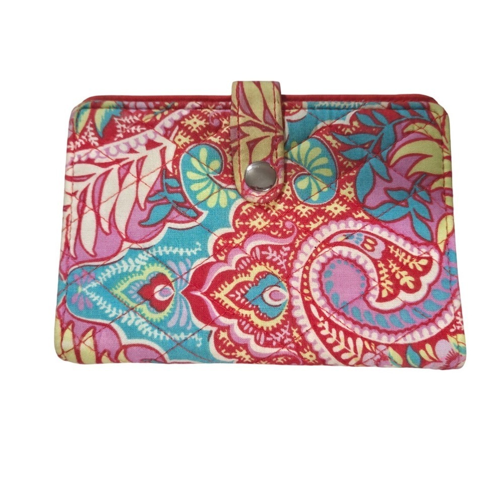 Vera Bradley Paisley in Paradise Wallet Floral Pink Blue Red Snap Closure